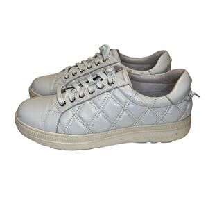Gravity Defyer White Leather Quilted Fashion Sneaker Shoes Women 9M